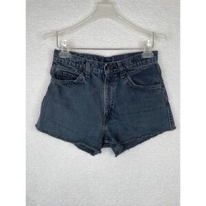 Levis Vintage High Waisted Cut Off Denim Shorts Faded Black Gray Raw Hem 26W